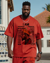 Big Boys June Festival Black History Red Bottom I'm Black English Printed Short Sleeve Pants Suit